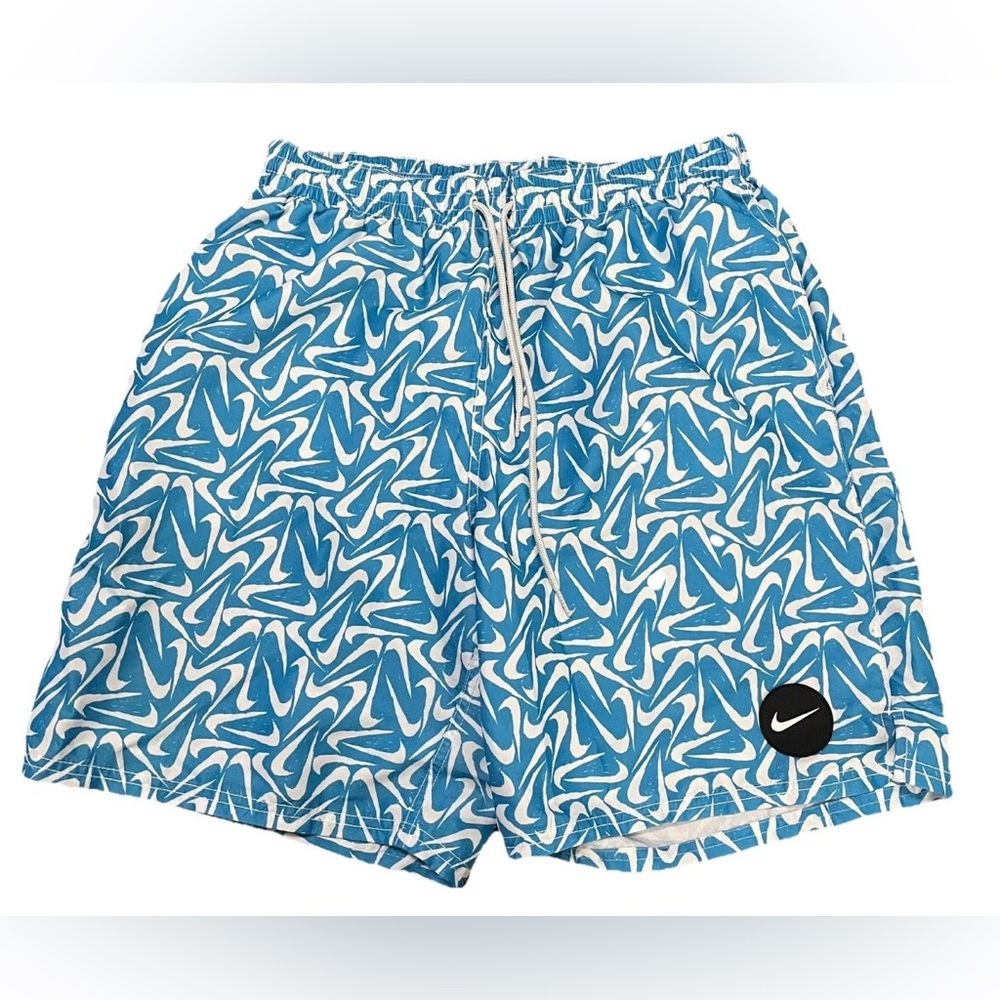 Nike Swoosh Union Blue All Over Print Swim Trunks Men’s Large Rare - Picture 2 of 8